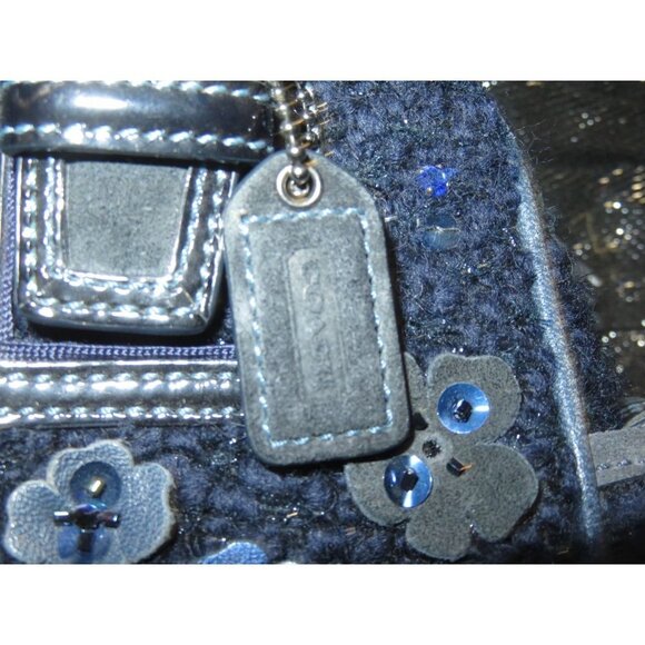 Coach Soho Midnight Blue Tweed & Suede Leather Sequin East West Satchel 10071 - Picture 16 of 16